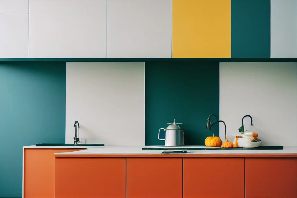 Bold Color kitchen cabinet
